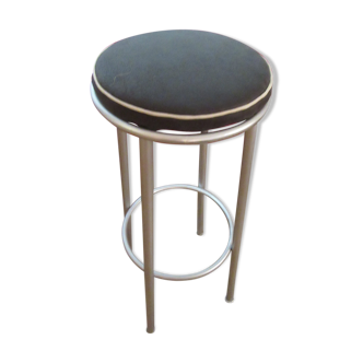 Iron bar stool and black skai seat