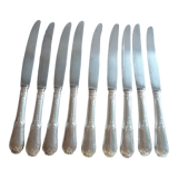 Set of 9 table knives in met. silver style louis XV "shell"