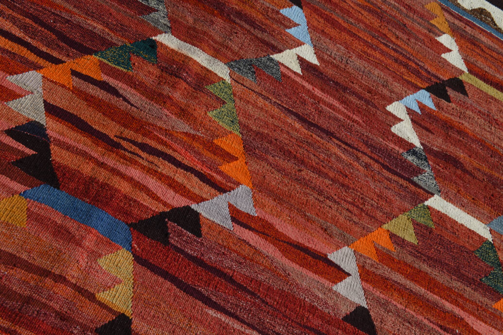 Turkish Wine Red Handmade Wool Kilim Rug, 312x407Cm