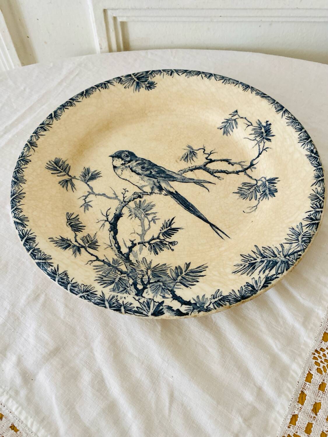 Antique opaque porcelain plates from Gien, Provençal model