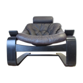 Kroken armchair leather chocolate Ake Fribyter to Nelo 70's