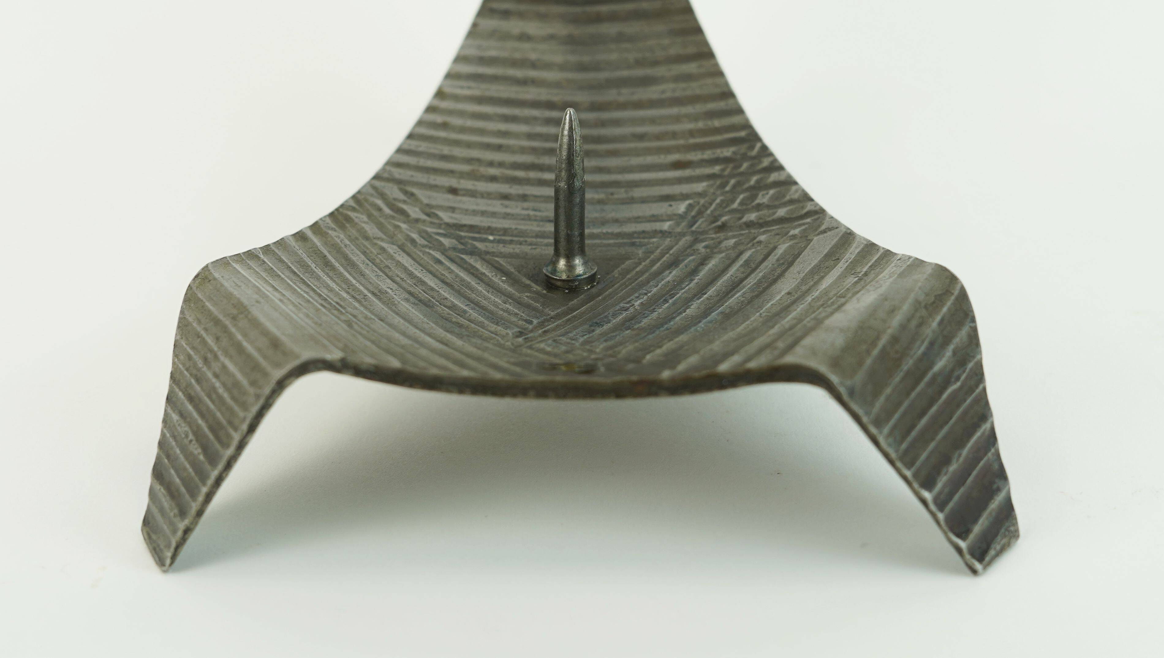 sculptural mid century modern brutalist iron CANDLE HOLDER 1960s 1970s