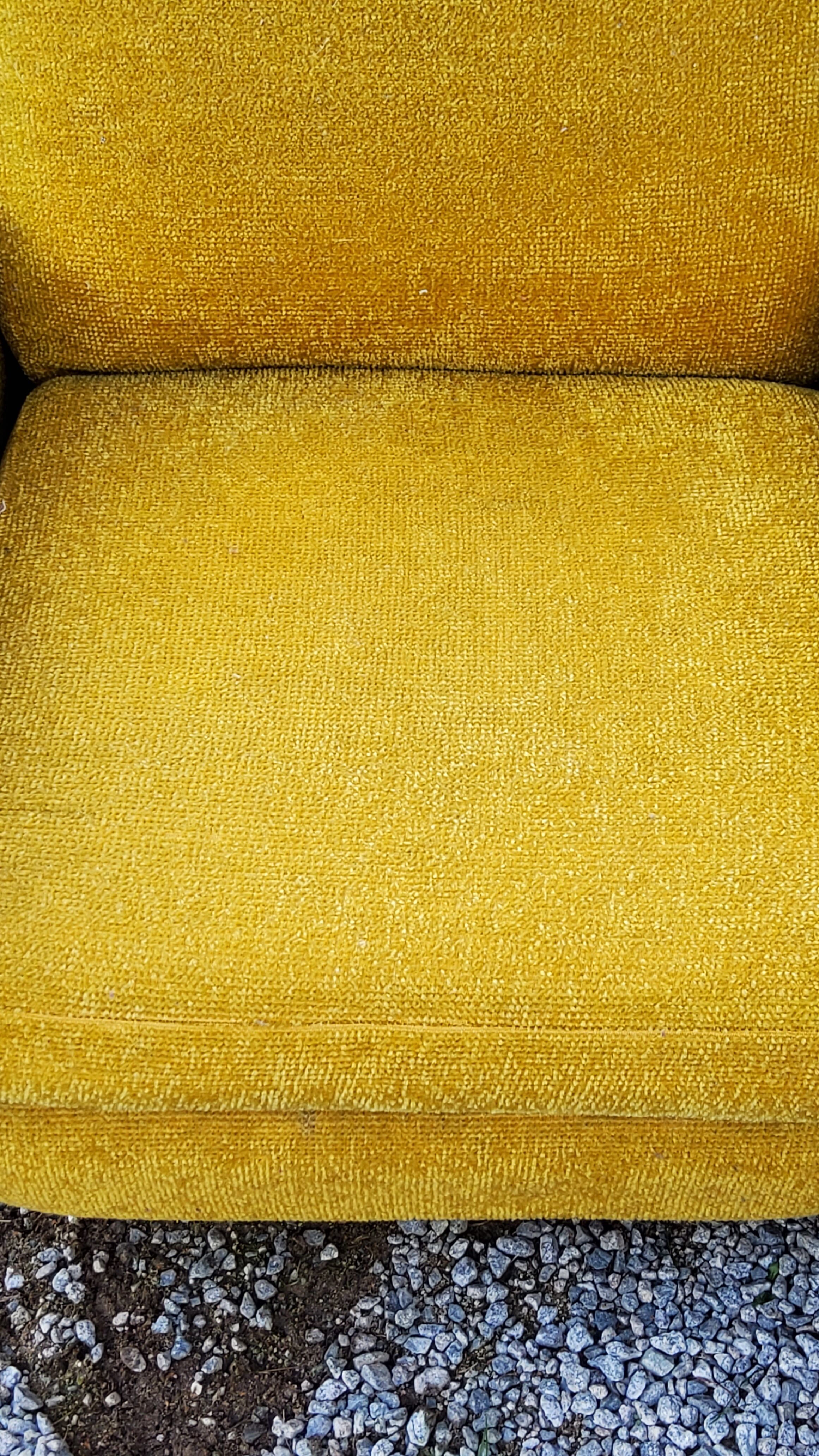 Armchair of the 70s velvet base sleigh in solid mahogany