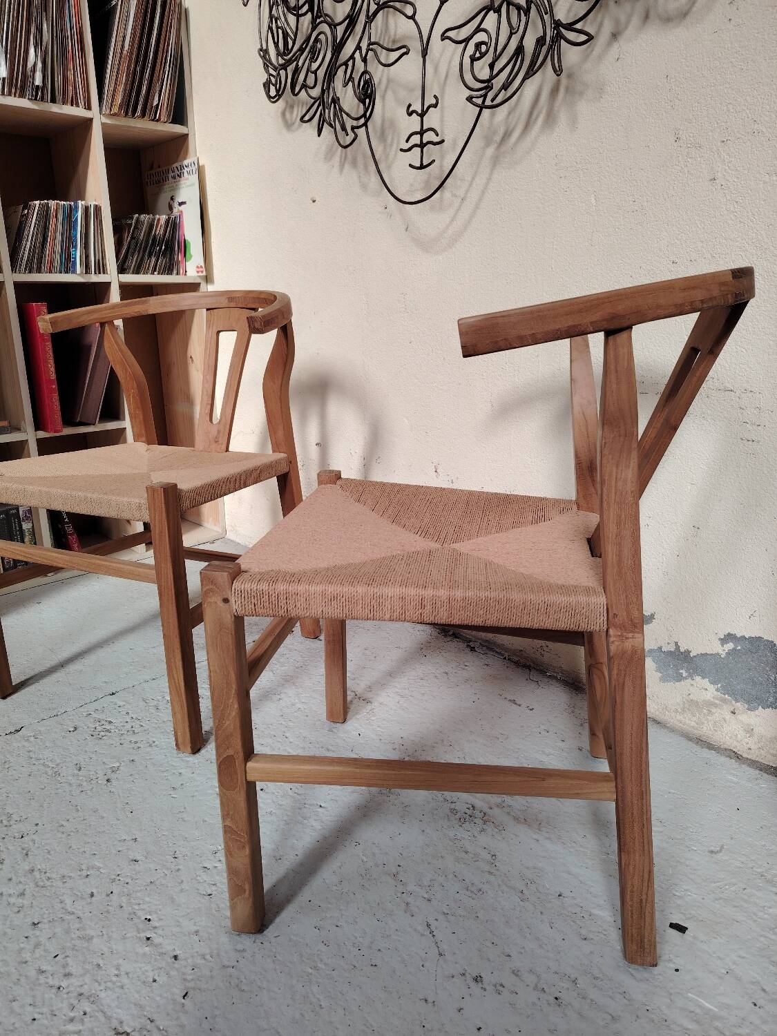 Paire de chaises style "Wishbone" – Chêne & cordage