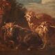 Italian painting from the 17th century, landscape with grazing animals