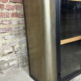 Bibliothèque /meuble de rangement en acier patiné et noire 1980