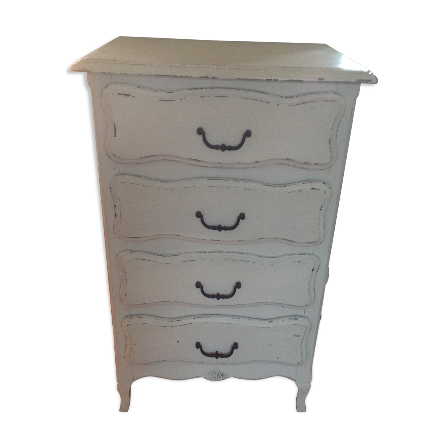 Chiffonnier blanc patiné vintage