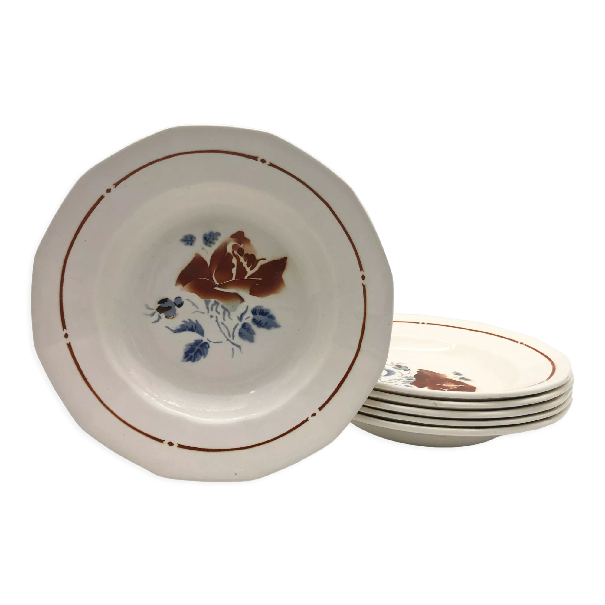 6 old plates Creuses Sarreguemines / Model 5040