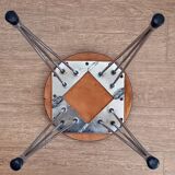 Vintage “SIF” round stool in formica and Eiffel legs.