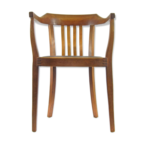 Fauteuil en chêne Art Nouveau ancien, Autriche ou Allemagne vers 1910