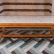Large solid oak table, tiled top + 4 chairs