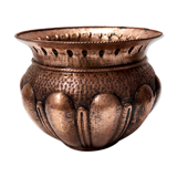 Vintage round embossed copper cachepot / vase by egidio casagrande, italy