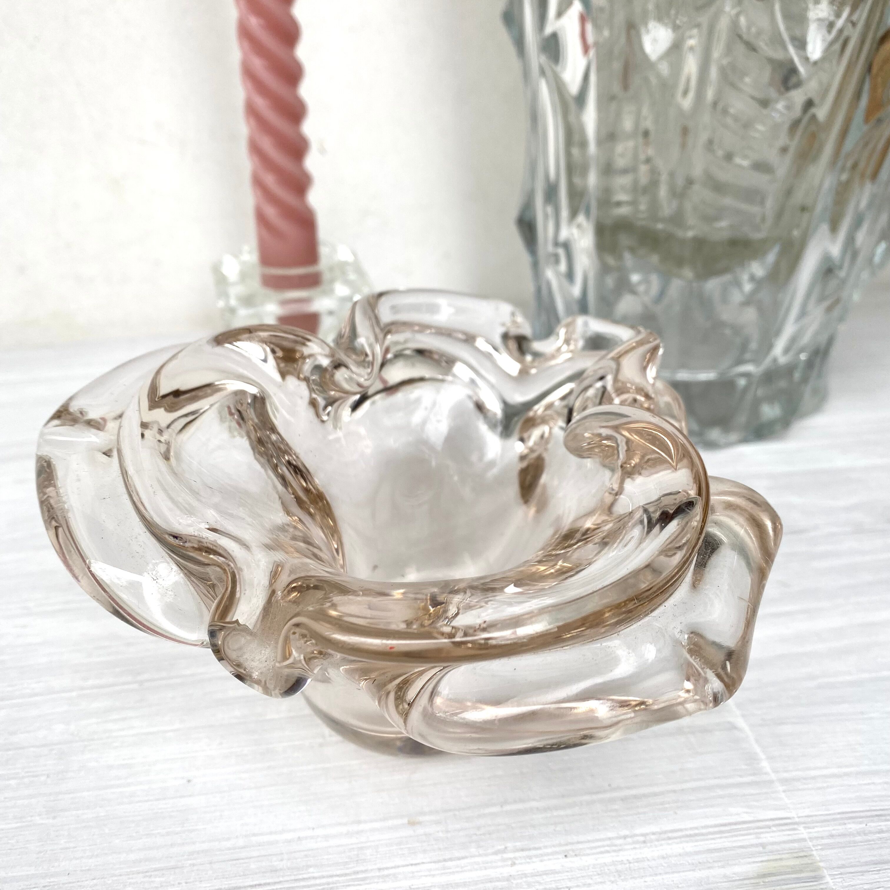 Pink Murano glass ashtray