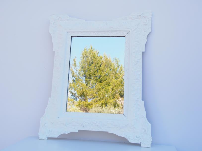 White mirror wooden painted white chalk paint