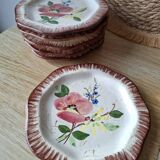 12 antique octagonal dessert plates