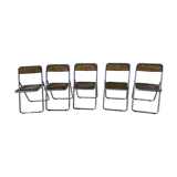 Lot 5 folding chairs in brown plexiglass 70s