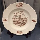 2 assiettes creuses terre de fer modele bourgogne longchamp modele chasse