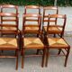 6 chaises bois massif chêne moyen satin et paille