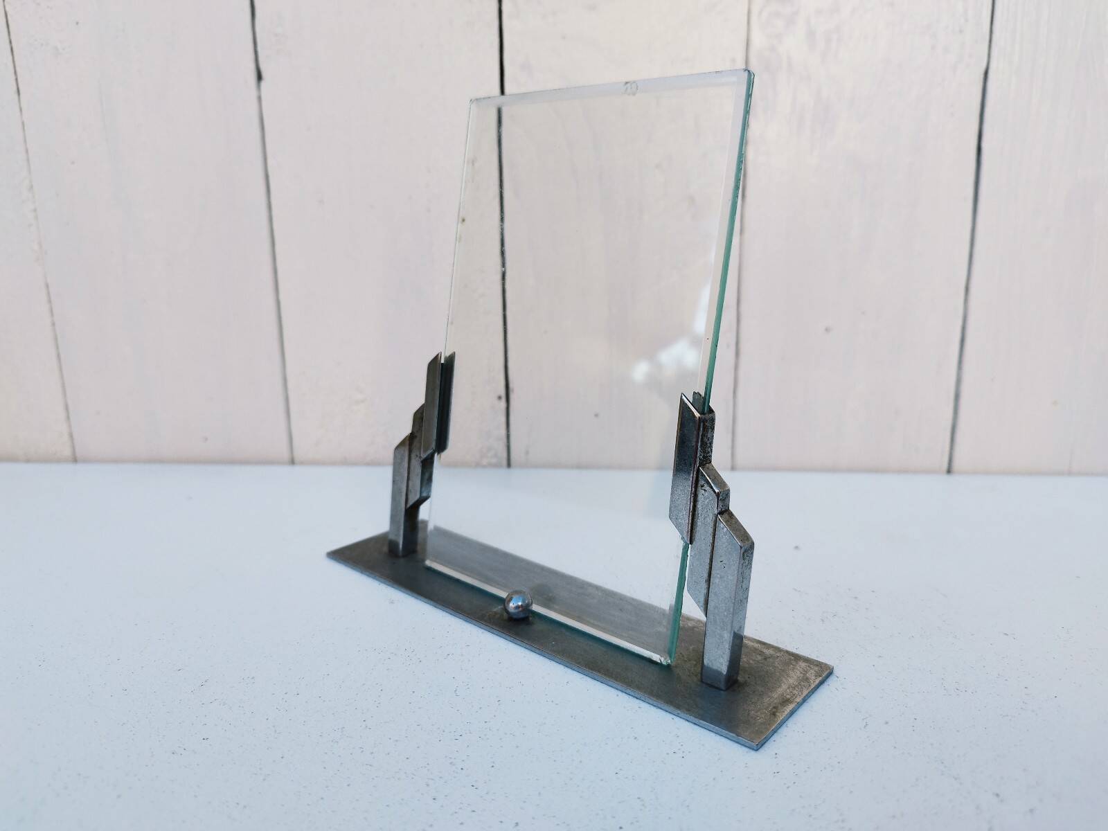 Art deco photo frame Silver metal Vintage