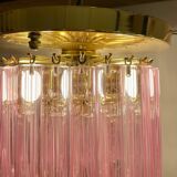 Lampe de plafond striée Murano, années 1980