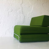 Chauffeuse-lit en métal chromé, années 1970