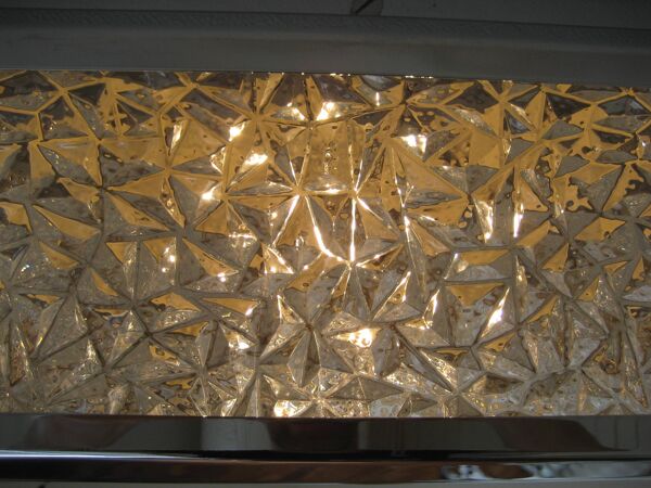 Vintage ceiling lamp with plastic sheets in chomed profiles 46x46 cm