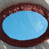 Oval mirror vintage rattan
