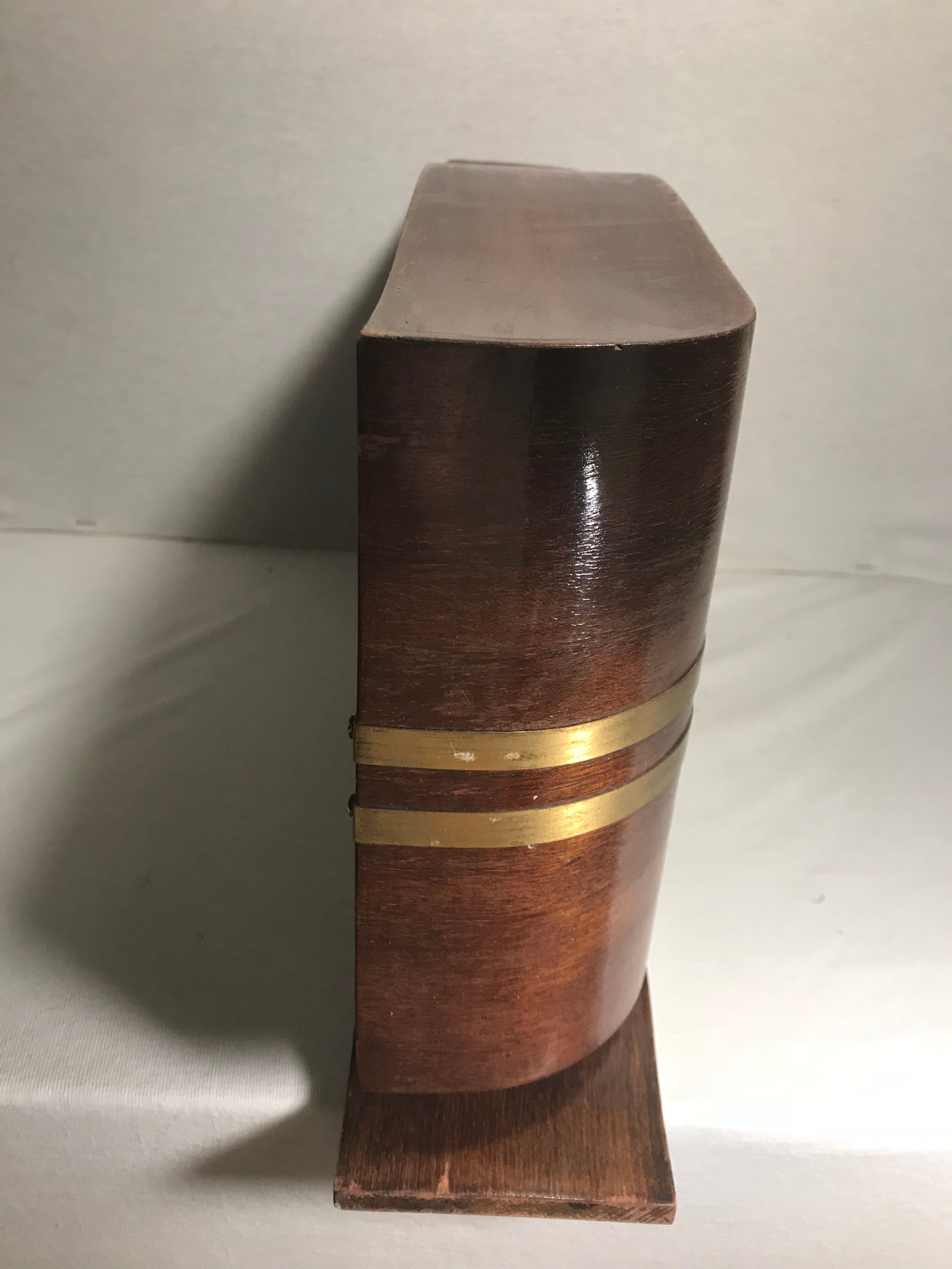 Pendule cheminée ancienne bayard bois + laiton art deco années 30 vintage