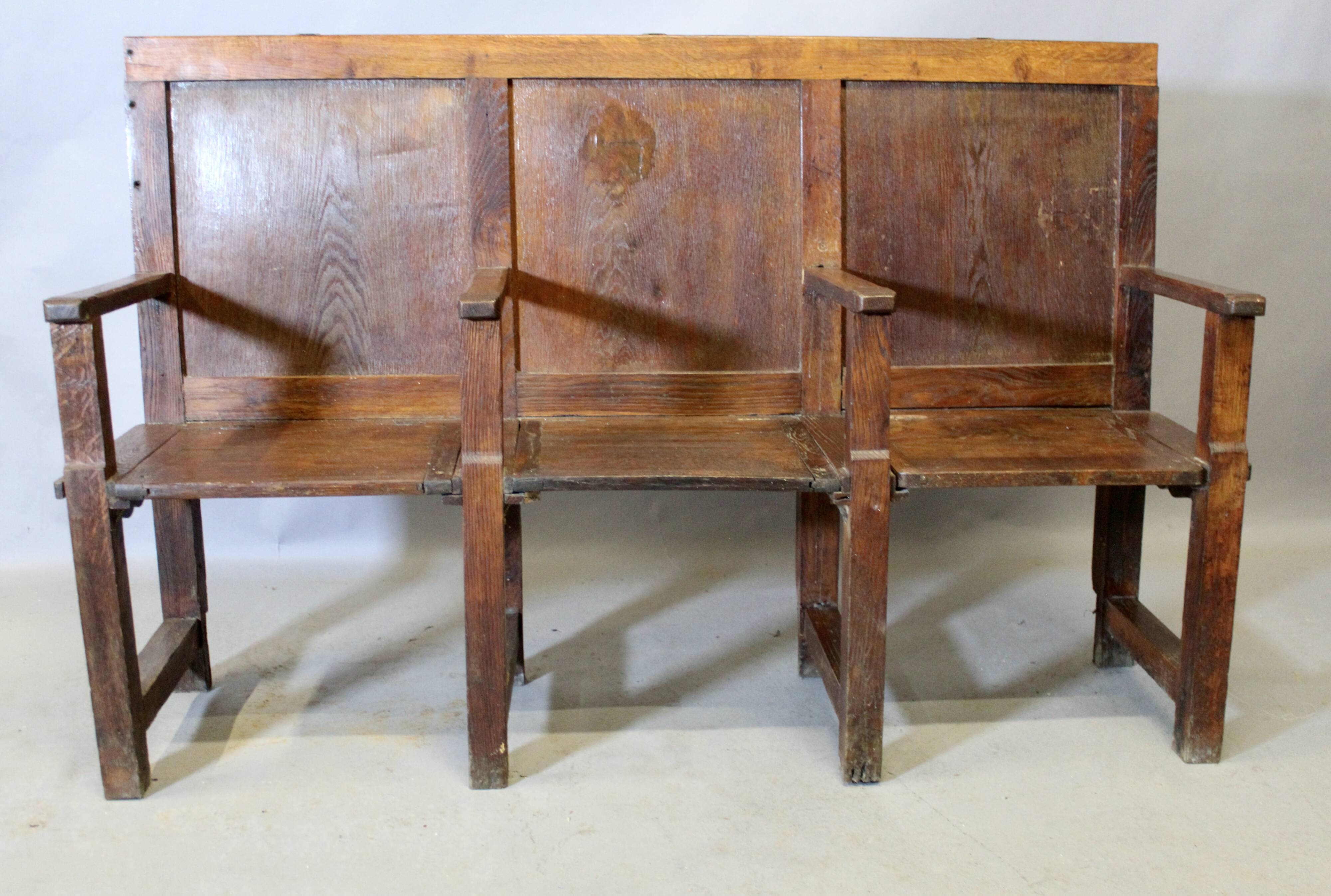 3-seater oak church pew