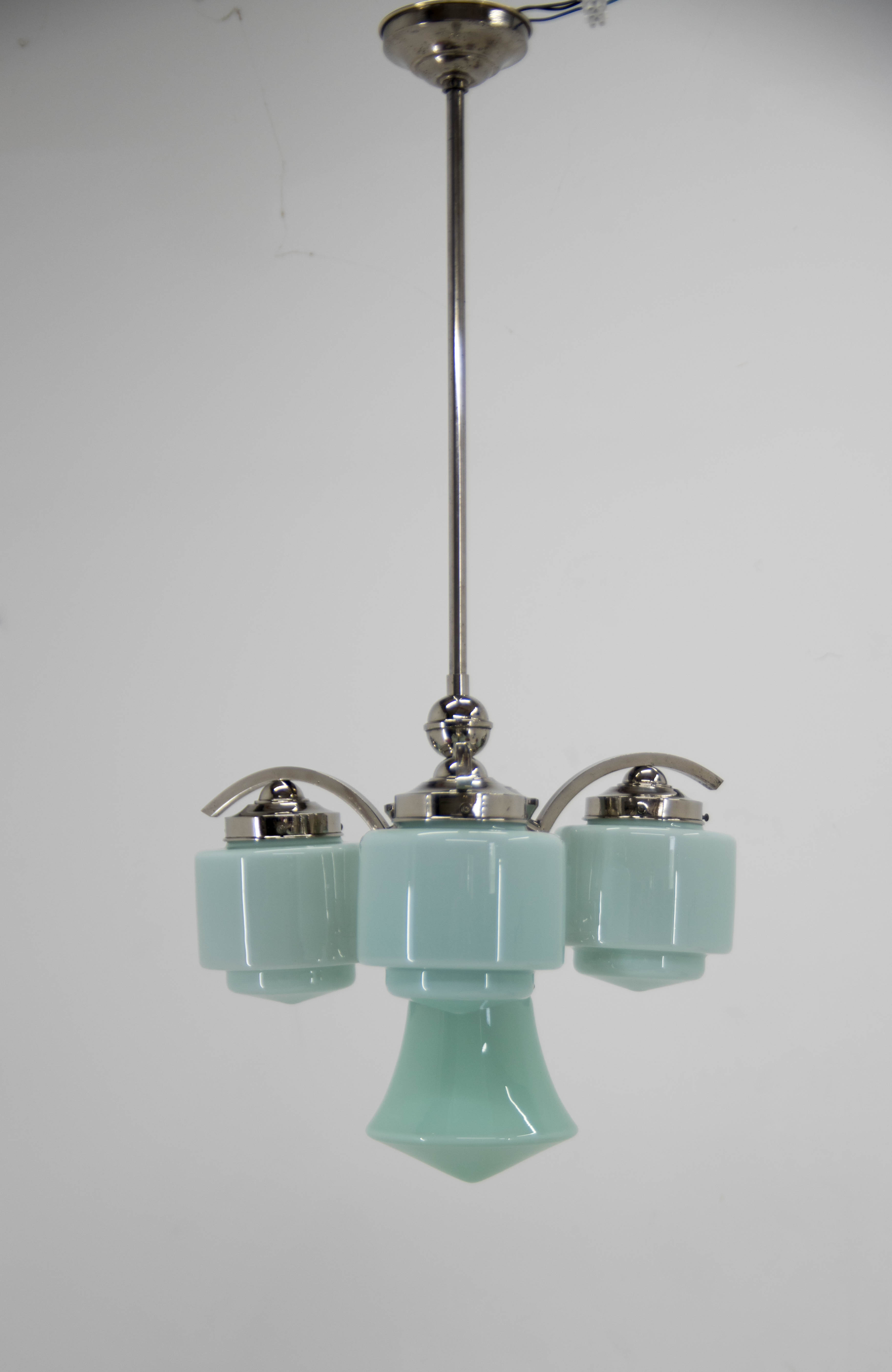 Lustre art déco bleu, années 1930