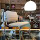 Fauteuil / chauffeuse de salon tissus et chrome Atal 1970