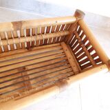 bamboo planter, bamboo and rattan plant pot, indoor planter.