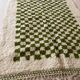 Berber carpet beni ouarain checkerboard white and green tiles wool, 270x170 cm
