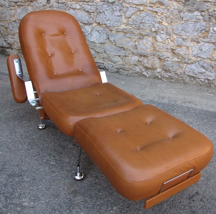Long leather chair natural  1970