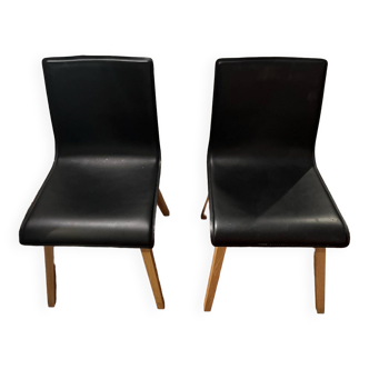 Black leather designer chairs