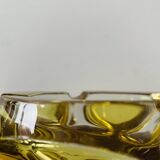 Vintage ashtray in yellow and transparent molded glass