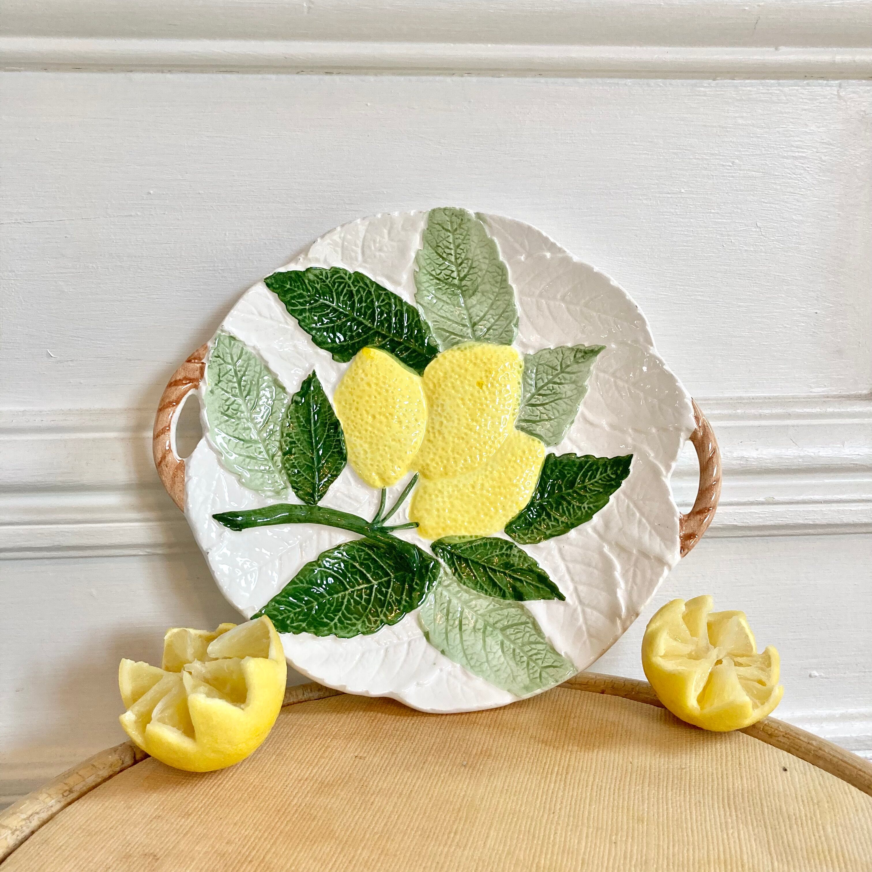 Plat à biscuits barbotine décor citrons