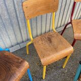 Set of 6 mismatched school chairs multicolor industrial vintage school community mullca dela