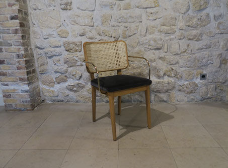 Black canning chair armrest velvet grey chic