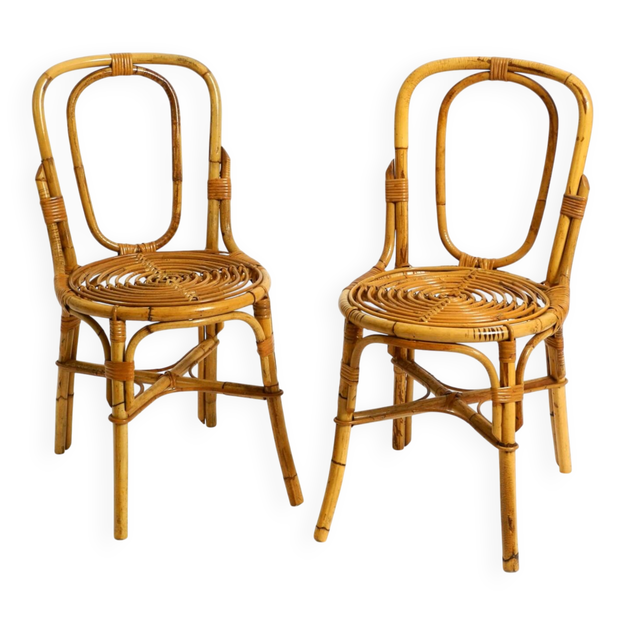 Pair of very beautiful rare original 1960s Italian bamboo chairs