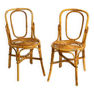 Pair of very beautiful rare original 1960s Italian bamboo chairs