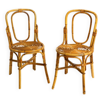 Pair of very beautiful rare original 1960s Italian bamboo chairs