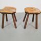 Vintage Milk Stools with Cowhide, 1950s, Set of 2