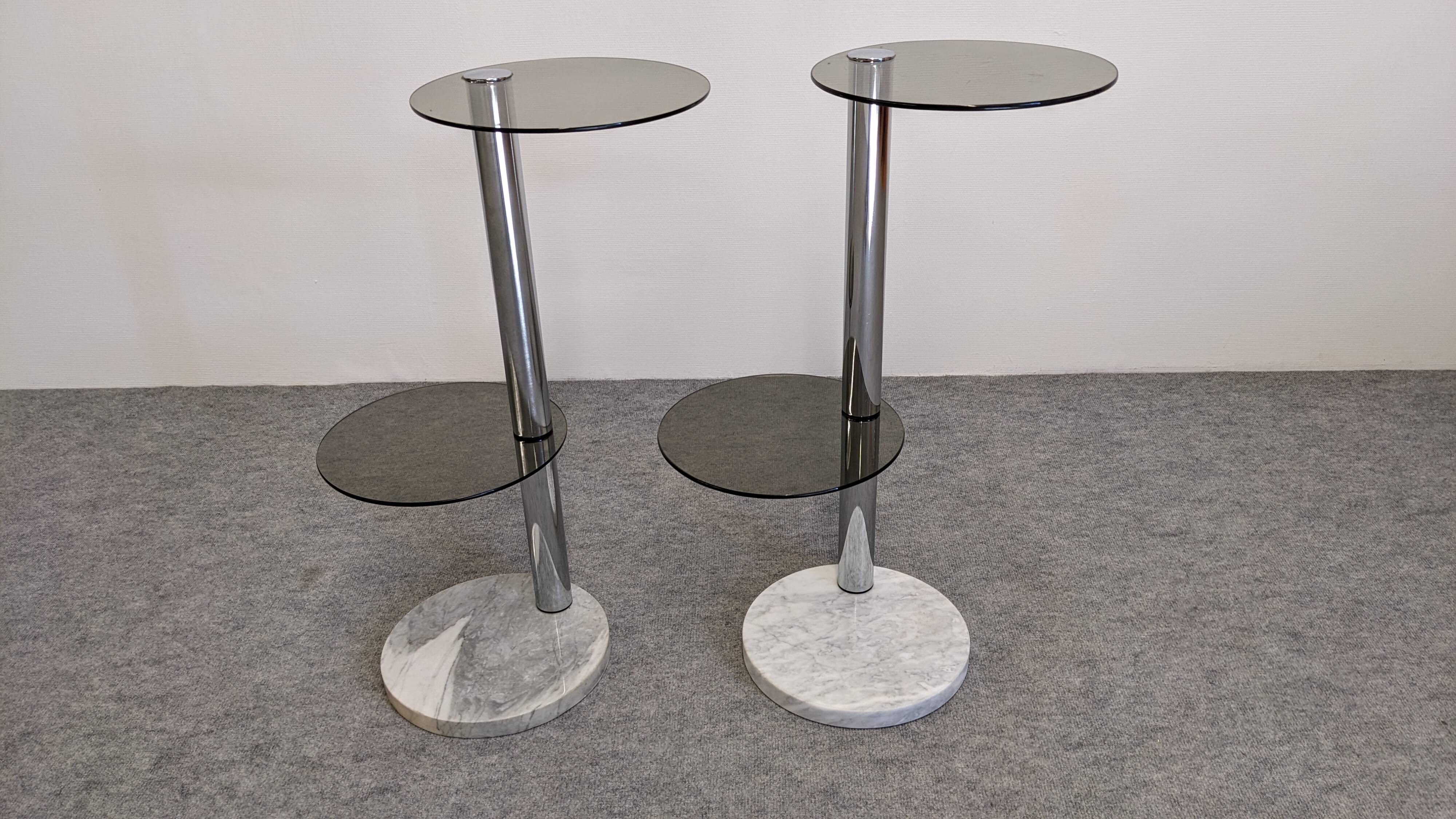Pair of side tables or end tables Space Age, France circa 1970.