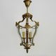 Old lantern with 3 faces, chandelier in gilded bronze and curved glass. Year 60