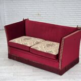 1970s, Danish "Spanish" sofa, furniture velour, ash wood legs.