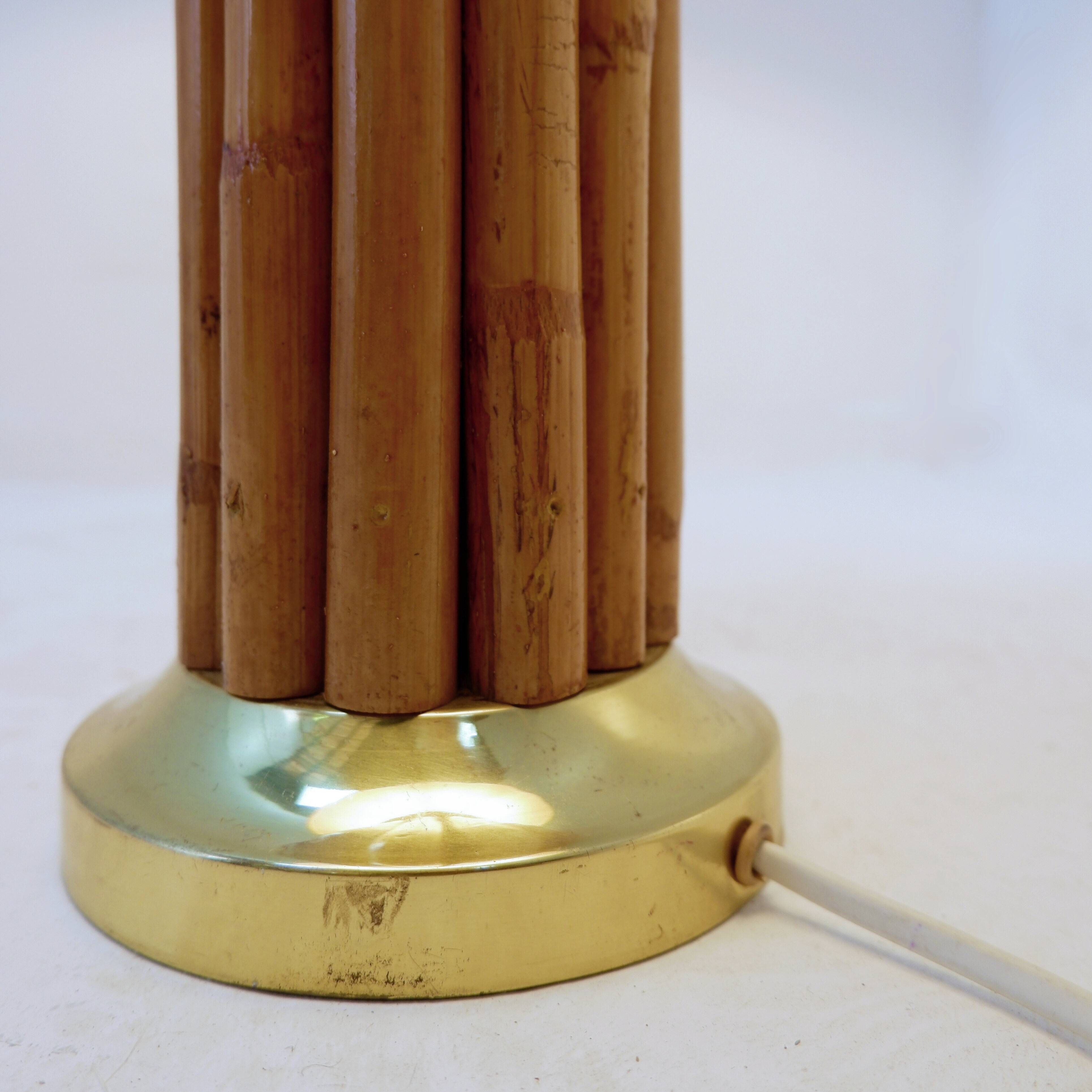 Vintage bamboo and brass table lamp - 1980s