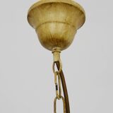 Vintage chandelier in painted metal decorated with flowers and foliage with 5 lights. 80s 90s
