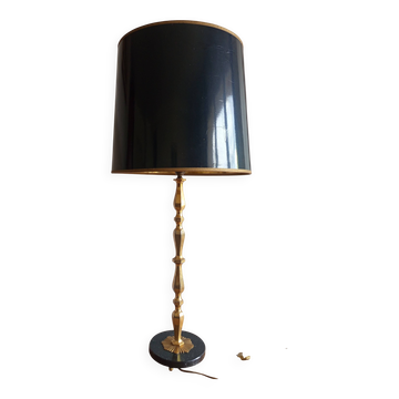 Vintage lamp in black marble and brass from the 1960s.