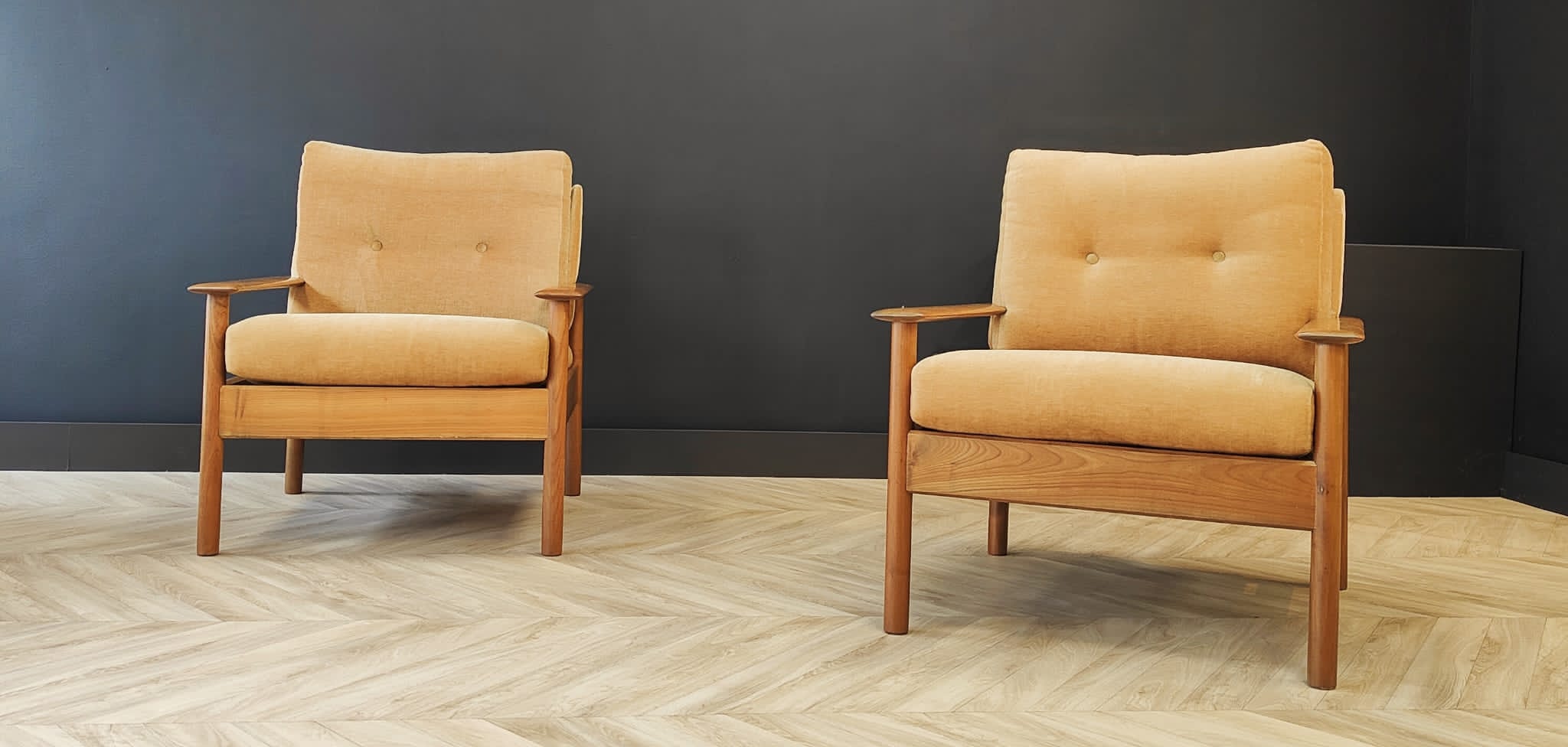 Two mid century armchairs vintage